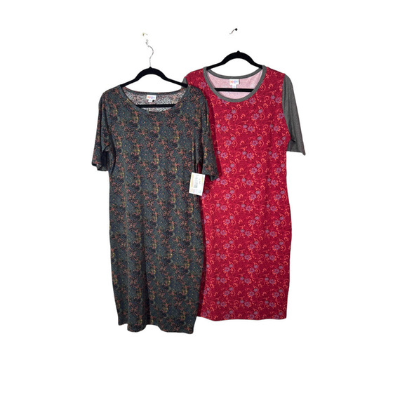 Lot of 2 LuLaRoe Julia Dress Retired Style Floral and Geo Print Size XL (16-18) - Picture 1 of 8